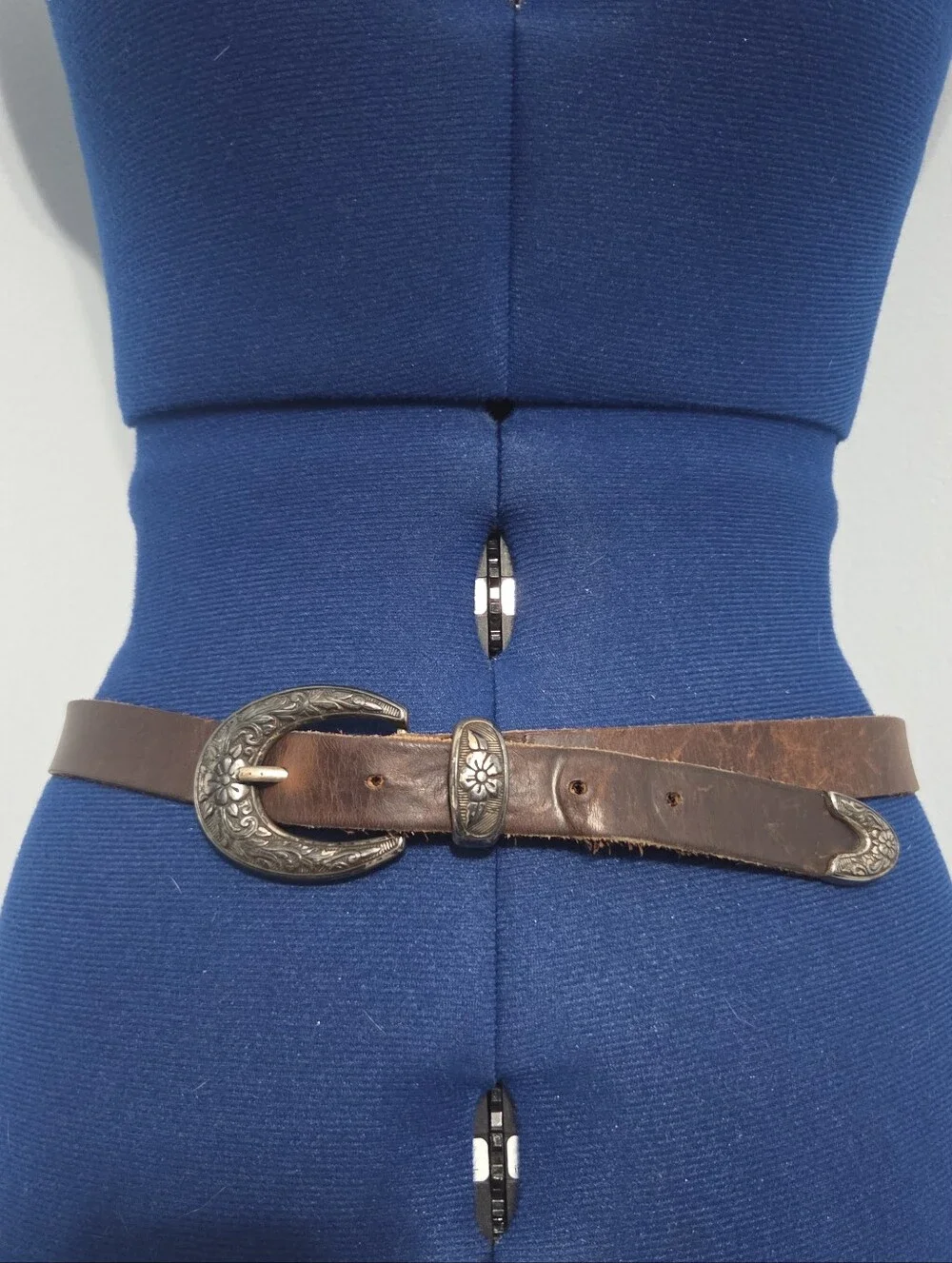 Vintage Brown Leather Western Belt Size L